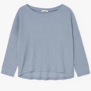 Vine & Love Dusty Blue Waffle Knit 3/4 Sleeve Tunic Top, size Medium/Large